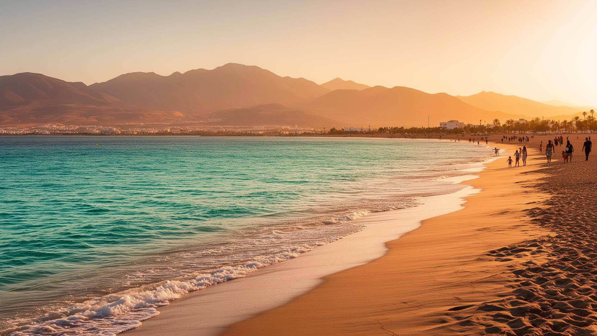Plages de la côte nord du Maroc, côte méditerranéenne au coucher du soleil